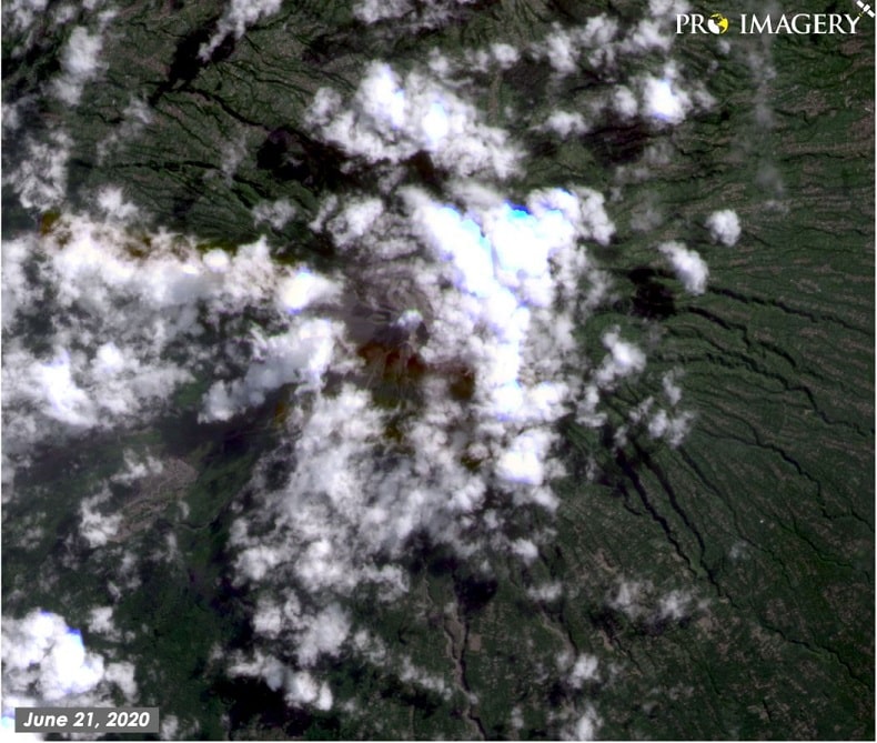 Mt Merapi satellite imagery - June 21, 2020
